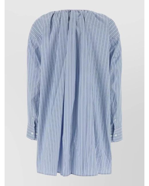 Alexander Wang Blue Poplin Shirt Dress Embroidery Long Sleeves
