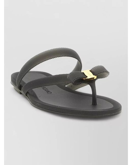 Ferragamo White Ribbed Thong Sandals
