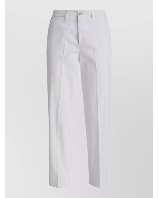 Briglia 1949 White Stretch Cotton Chino Trousers Belt Loops