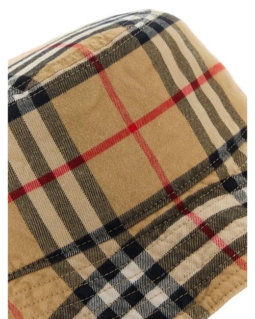 Burberry Natural Cotton Check Bucket Hat for men