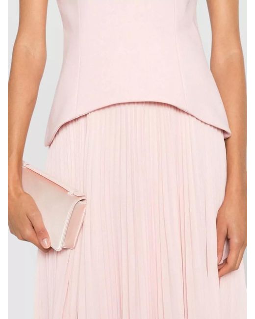 Solace London Pink Britt Maxi Dress Strapless Pleated Clutch