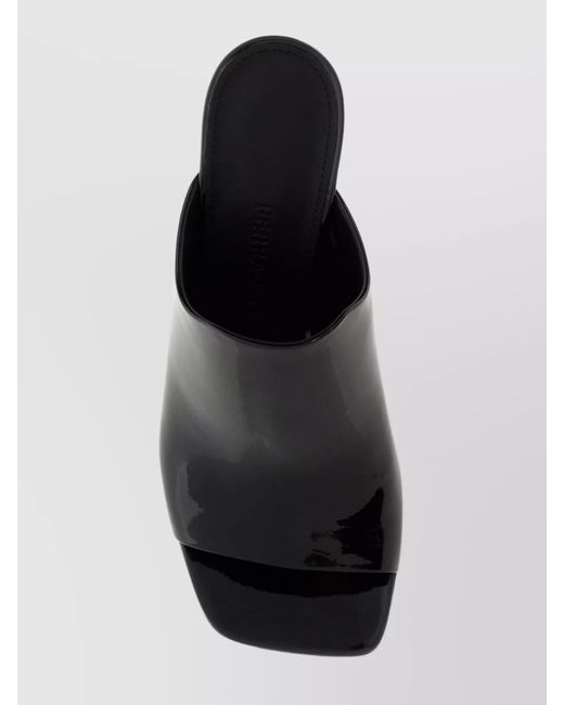 Ferragamo Black Leather Slide Mules Unique Heel