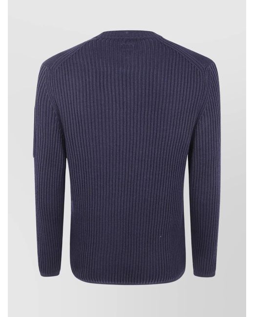 C P Company Blue Crew Neck Long Sleeve Knitwear Re-Wool for men