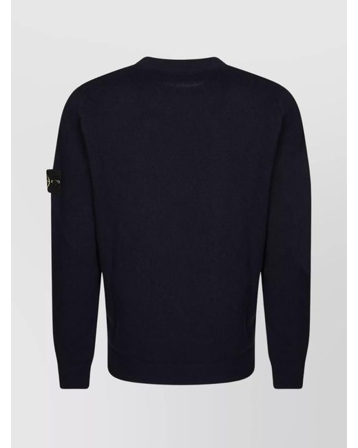 Stone Island Blue Ribbed Wool Jumper for men