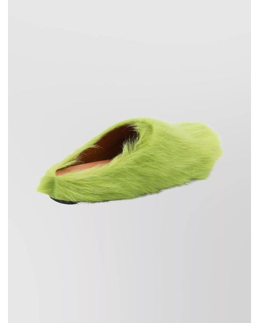 Marni Green Calf Hair Fussbett Slippers for men
