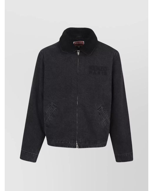 KENZO Blue Denim Sherpa-Collar Lightweight Jacket for men