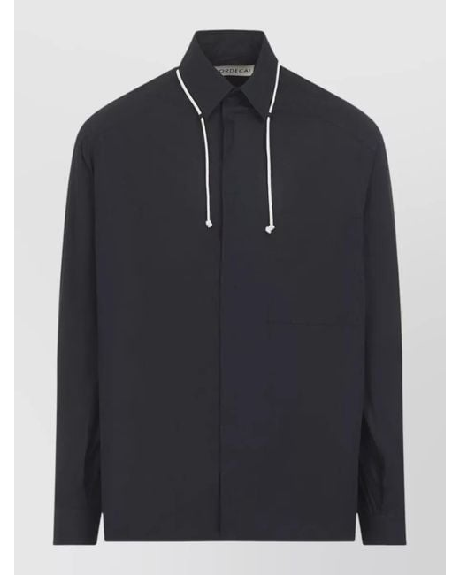 Mordecai Blue Cotton Nylon Long-Sleeve Shirt for men