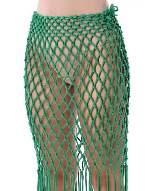 Frankie Shop Green Tropea Macrame Beach Skirt High Waist