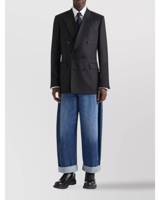 Givenchy Black Striped Slim-Fit Wool Double-Breasted Blazer for men