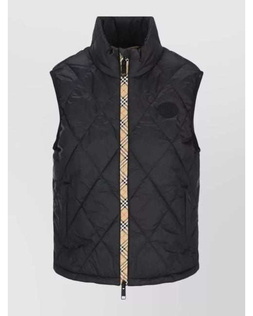 Burberry Black Quilted Down Gilet High Collar Casual