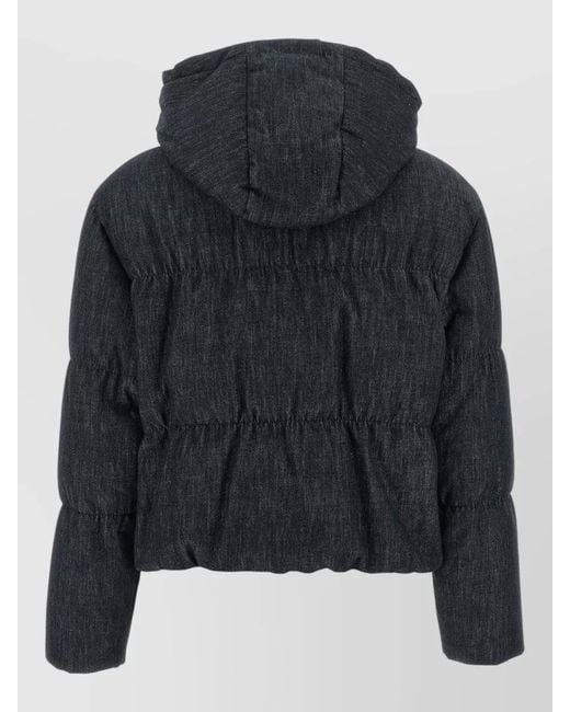 Brunello Cucinelli Black Cropped Twill Down Jacket Hooded