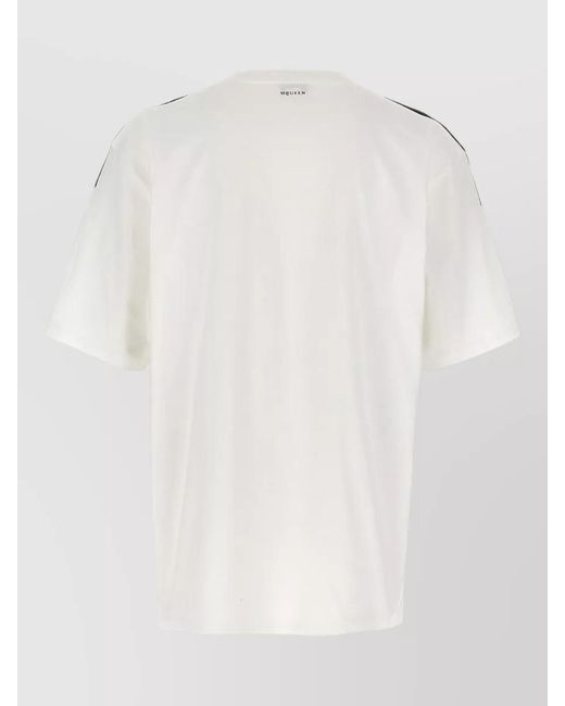McQueen Black Skull Motif Crew Neck Graphic T Shirt for men