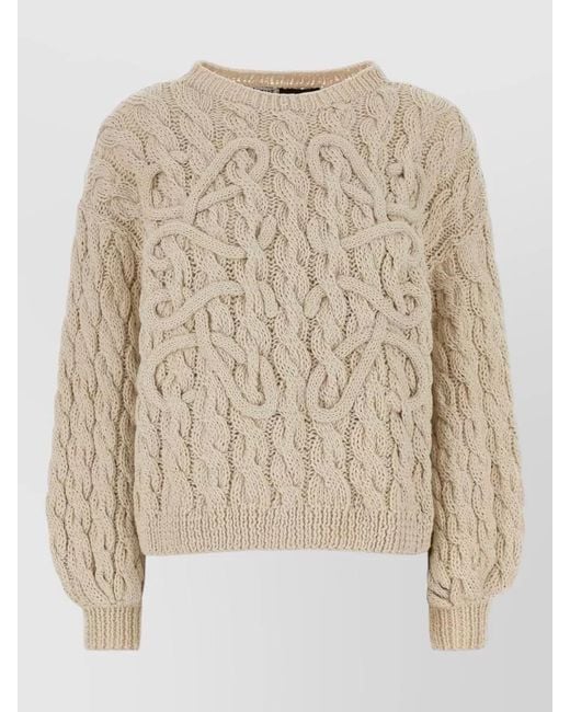 Loewe Natural Cotton Blend Oversized Sweater Cable Knit