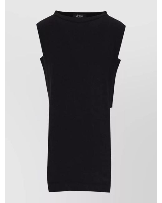 LA ROSE Black Cashmere Crew Neck Sleeveless Top