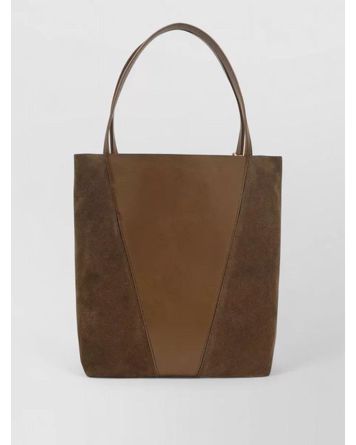 Chloé Natural Tote Bag Chain Detail Dual Material Handles