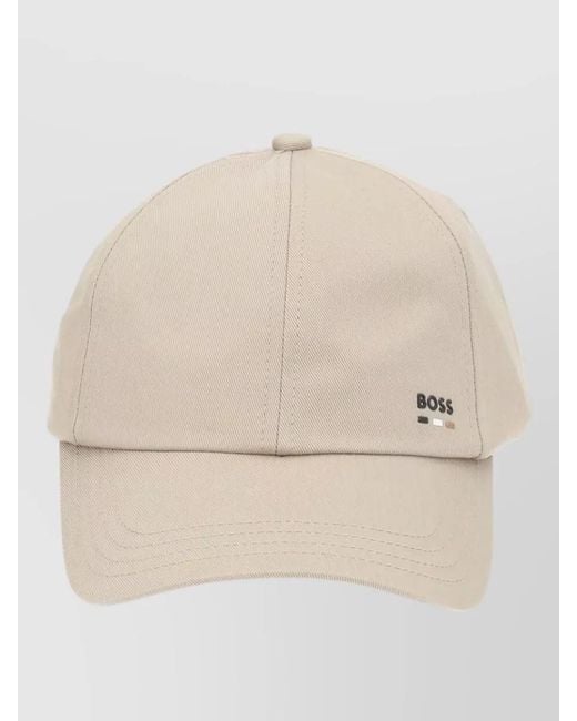 Boss Natural Curved Brim Baseball Hat Signature Logo for men