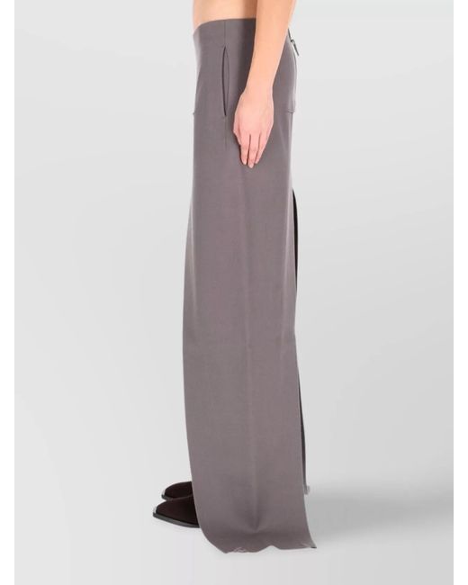 Rick Owens Purple Wool Long Straight Skirt
