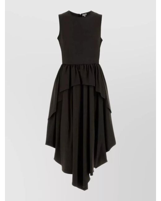 Loewe Black Viscose Blend Dress High Low Silhouette