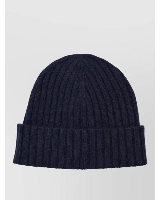 Sporty & Rich Blue Cashmere Wool Ribbed Beanie