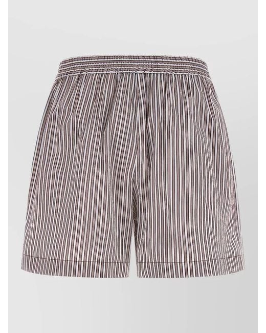 Brunello Cucinelli Multicolor Lounge Shorts Button Detail Striped Pattern