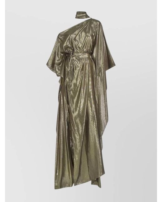 ‎Taller Marmo Green Silk One-Shoulder Maxi Dress