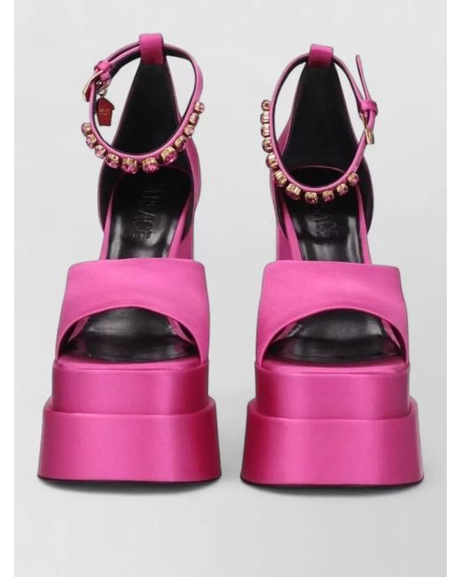 Versace Pink Satin Platform Sandals