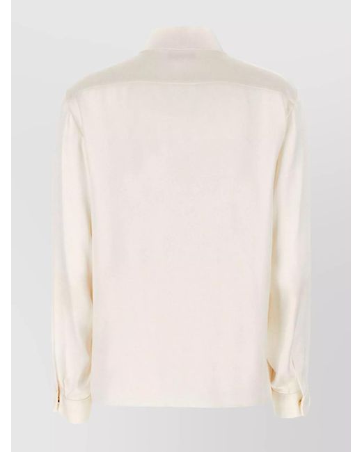 Giorgio Armani Natural Silk V-Neck Blouse