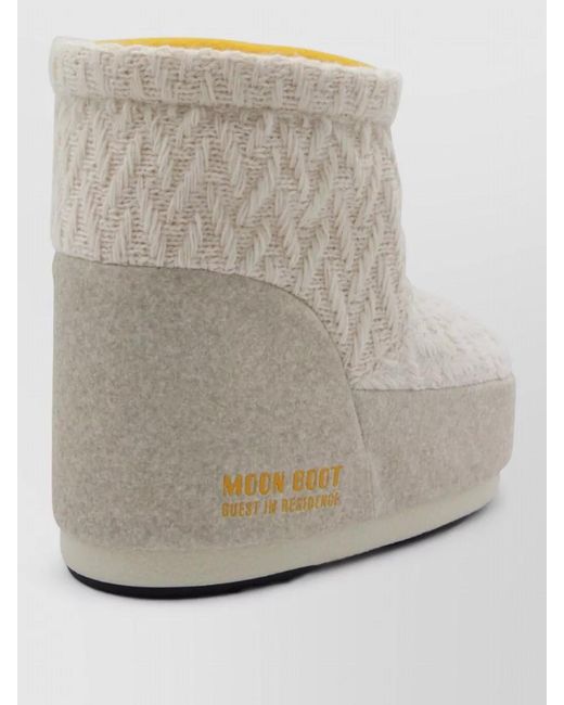 Moon Boot Gray Knit Texture Ankle Boots Modern Design