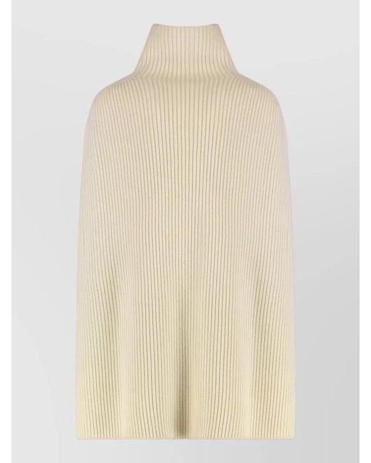Jil Sander Natural Ribbed Wool Cloak