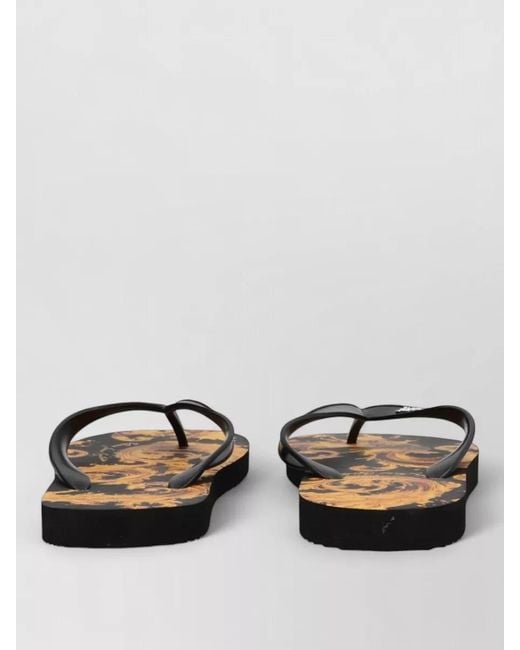 Versace Jeans Couture White Logo Thong Sandal Flat Sole