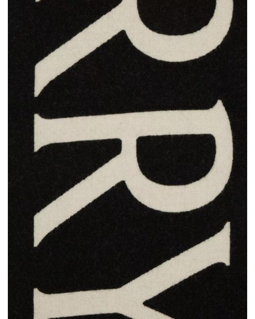 Burberry Black Embroidered Wool Scarf