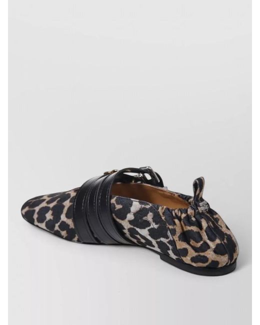 Ganni Black Printed Ballet Flats