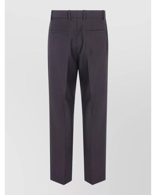 Jil Sander Blue Tailored Trousers Belt Loops Pleats Back Pockets for men