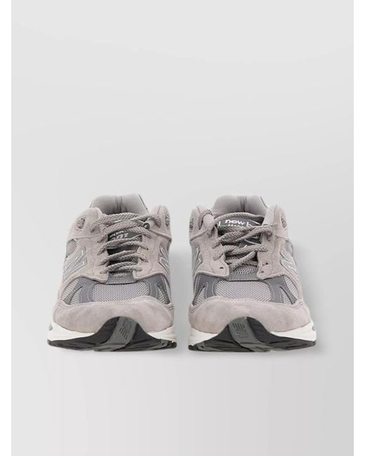 New Balance Gray Suede Leather And Mesh Low-Top Sneakers