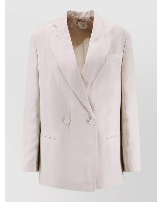 Alysi Natural Double Breasted Lyocell Linen Blazer Jacket