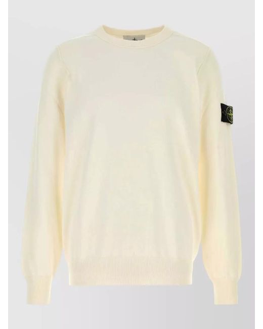 Stone Island Natural Cotton Sweater Cuff Detail And Knit Hem for men