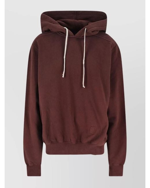 Rick Owens Red Asymmetric Hem Hoodie Kangaroo Pocket for men