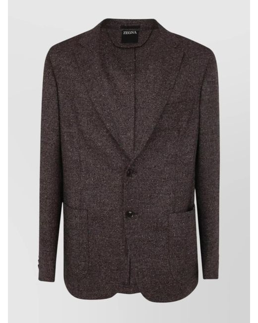 Zegna Black Wool And Silk Blend Jacket for men