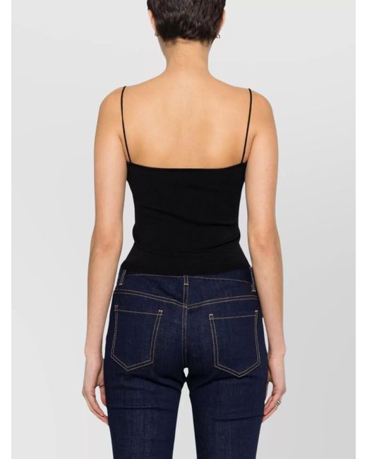 DSquared² Black Fine-Knit Cropped Tank Top