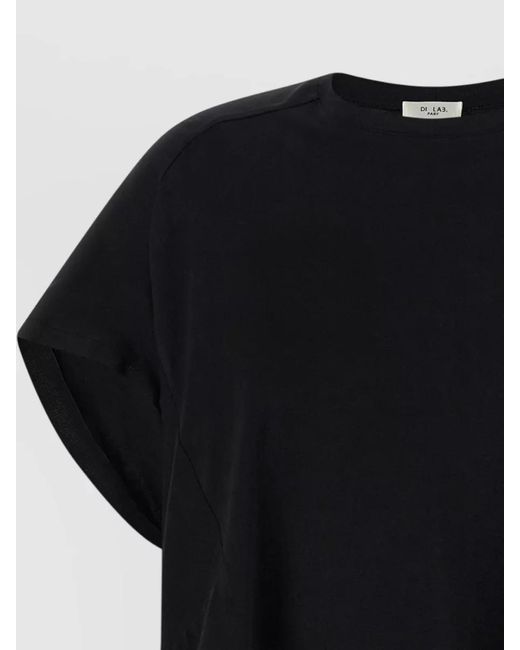 DI.LA3 PARI' Black Spilla Lounge T Shirt Curved Hem