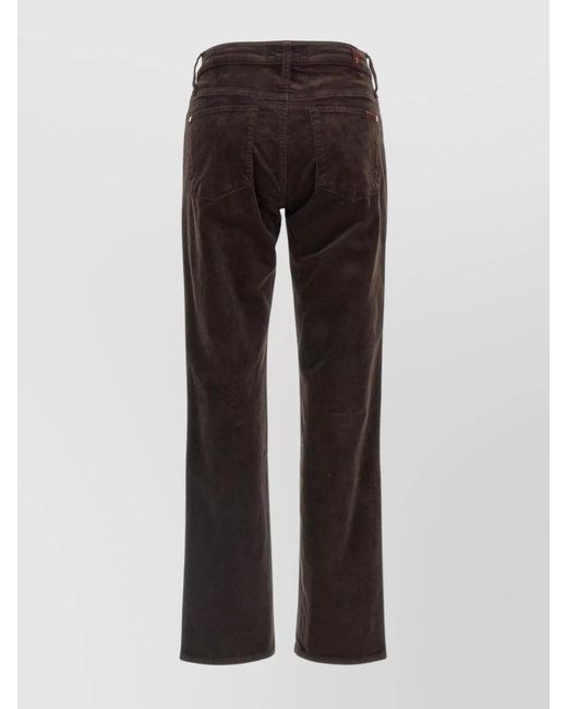 7 For All Mankind Black Corduroy Mid-Rise Straight-Leg Trousers