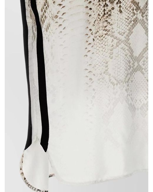 Nude Multicolor Snake Print Blouse Button Detail