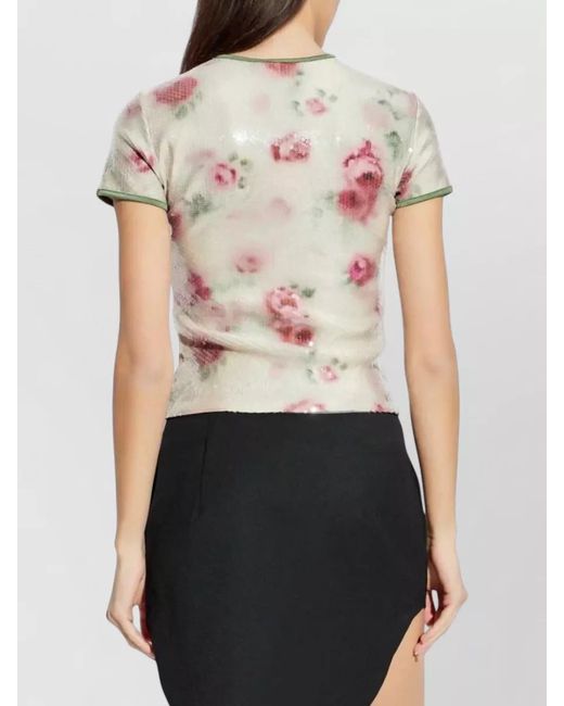 DIESEL Multicolor Floral Sequin-Embellished Short-Sleeve T-Shirt