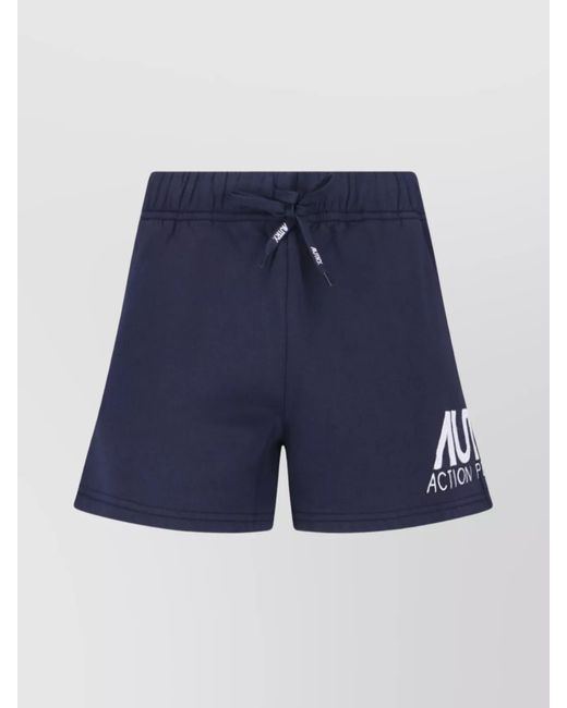 Autry Blue Cotton Straight Shorts