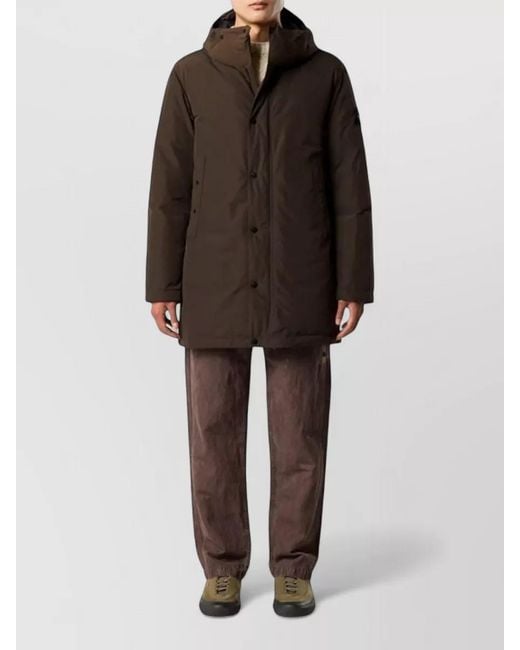 Stone Island Brown Down Hooded Puffer Coat for men