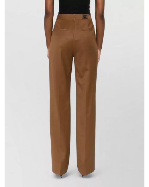 Max Mara Brown Wool Pleated Straight-Leg Tailored Trousers