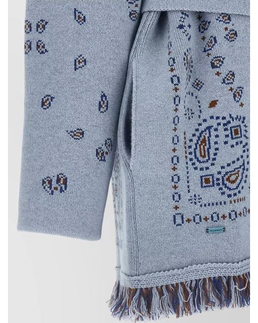 Alanui Blue Bandana Cardigan Belt Waist Shawl Collar