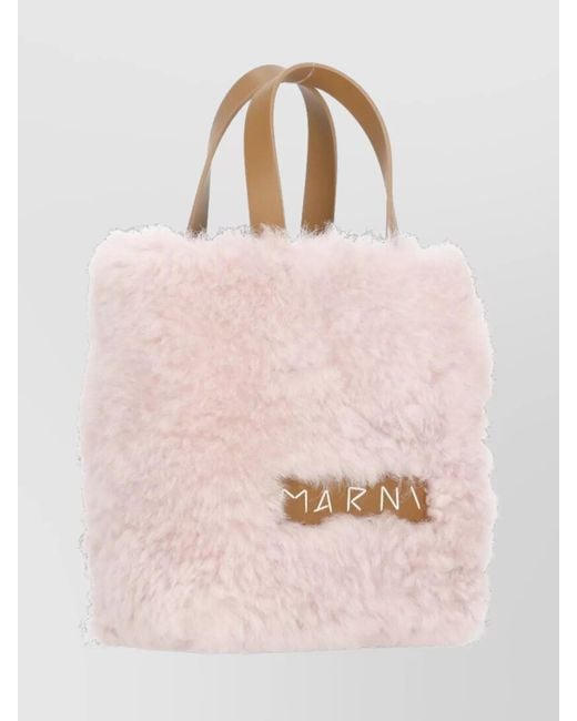 Marni Pink Museo Shearling Shoulder Bag