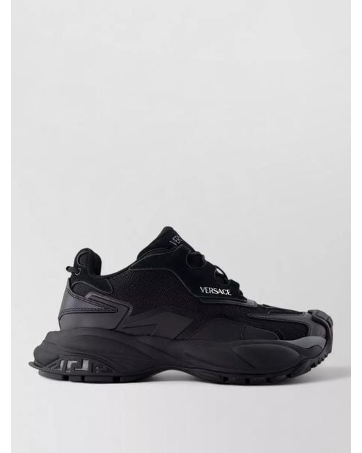 Versace Black Sneakers Chunky Sole Mesh Panels Design