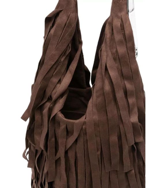 La Milanesa Brown Fringed Bucket Bag